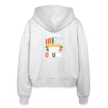 Not Really Irish I Just Want to Get Drunk - Stanley/Stella Boxy Women’s Organic Zip Hoodie Ida - heather white - Back - AI Model Female 172 dark (172cm)