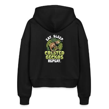 Funny Reptile Crested Gecko - Stanley/Stella Boxy Frauen Bio Zip Hoodie Ida - Schwarz - Hinten - AI Model Female 172 light (172cm)
