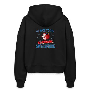 SANTA COOK - Stanley/Stella Boxy Frauen Bio Zip Hoodie Ida - Schwarz - Hinten - AI Model Female 172 light (172cm)