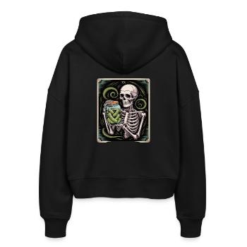 Tarotkarte XX Skelett Mit Essiggurken Glas - Stanley/Stella Boxy Frauen Bio Zip Hoodie Ida - Schwarz - Hinten - AI Model Female 172 light (172cm)