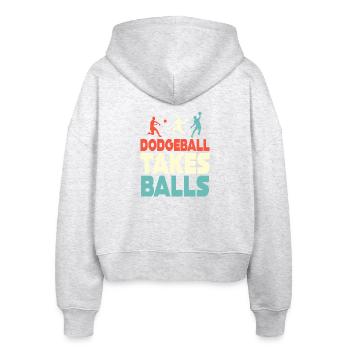 Dodgeball Takes Balls - Stanley/Stella Boxy Women’s Organic Zip Hoodie Ida - heather white - Back - AI Model Female 172 dark (172cm)