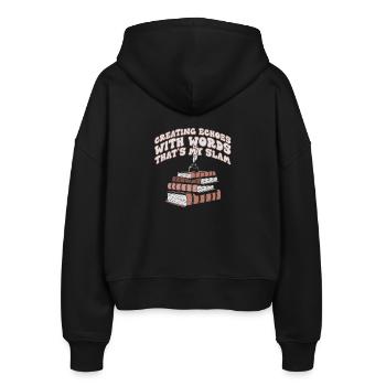 Echos durch Worte Slam-Stack - Stanley/Stella Boxy Frauen Bio Zip Hoodie Ida - Schwarz - Hinten - AI Model Female 172 light (172cm)