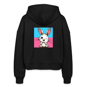Kaninchen - Stanley/Stella Boxy Frauen Bio Zip Hoodie Ida - Schwarz - Hinten - AI Model Female 172 light (172cm)