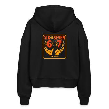 Six Seven 67 Meme Humor Geschenkidee Lustig - Stanley/Stella Boxy Frauen Bio Zip Hoodie Ida - Schwarz - Hinten - AI Model Female 172 light (172cm)