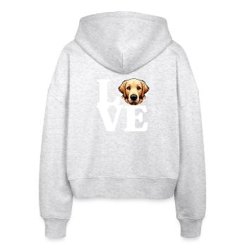 J’ADORE le Golden Retriever Chien Amateur de Chiens Drôle - Veste à capuche bio Ida Stanley/Stella Femme - blanc chiné - Dos - AI Model Female 172 dark (172cm)