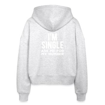 I’m Single Ask Me For My Number - Stanley/Stella Boxy Women’s Organic Zip Hoodie Ida - heather white - Back - AI Model Female 172 dark (172cm)
