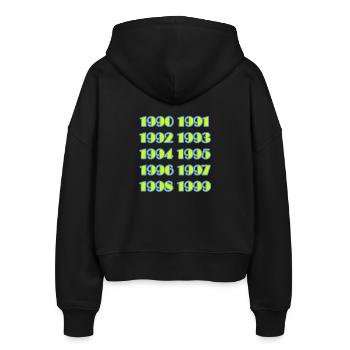 90s Retro Vintage Style Nostalgia - Stanley/Stella Boxy Women’s Organic Zip Hoodie Ida - black - Back - AI Model Female 172 light (172cm)