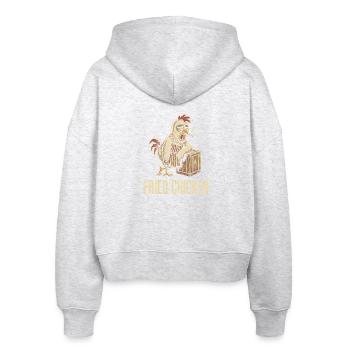 Retro Chicken: Fried Chicken - Stanley/Stella Boxy Women’s Organic Zip Hoodie Ida - heather white - Back - AI Model Female 172 dark (172cm)