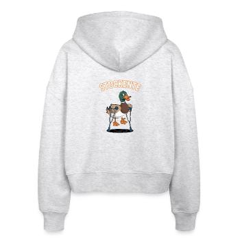  Stockente Lustiger Wortwitz Ente Mit Kruecken - Stanley/Stella Boxy Frauen Bio Zip Hoodie Ida - Weiß meliert - Hinten - AI Model Female 172 dark (172cm)