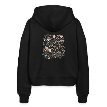 Wildflowers Flowers Flowers Natural Botanical Garden - Stanley/Stella Boxy Women’s Organic Zip Hoodie Ida - black - Back - AI Model Female 172 light (172cm)