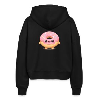 Donut kawaï avec glaçage rose - Veste à capuche bio Ida Stanley/Stella Femme - noir - Dos - AI Model Female 172 light (172cm)