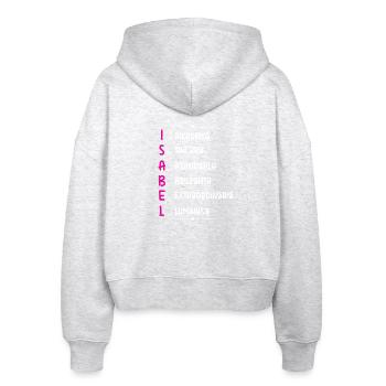 Isabel Name Personalized Gift - Stanley/Stella Boxy Women’s Organic Zip Hoodie Ida - heather white - Back - AI Model Female 172 dark (172cm)