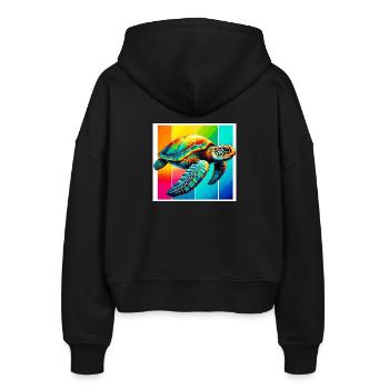 Schildkröte - Stanley/Stella Boxy Frauen Bio Zip Hoodie Ida - Schwarz - Hinten - AI Model Female 172 light (172cm)