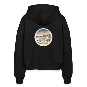 Dänemark - Romantik - Stanley/Stella Boxy Frauen Bio Zip Hoodie Ida - Schwarz - Hinten - AI Model Female 172 light (172cm)