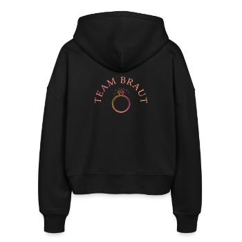 Team Braut - Ring - personalisierbar - Stanley/Stella Boxy Frauen Bio Zip Hoodie Ida - Schwarz - Hinten - AI Model Female 172 light (172cm)