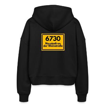 ALTE POSTLEITZAHL PLZ 6730 NEUSTADT WEINSTRASSE  - Stanley/Stella Boxy Frauen Bio Zip Hoodie Ida - Schwarz - Hinten - AI Model Female 172 light (172cm)