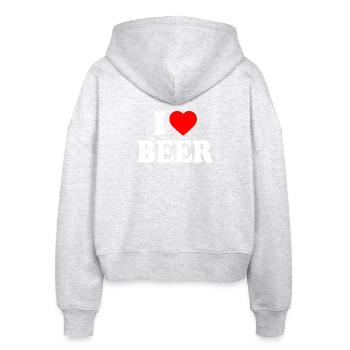 I Love Beer - Stanley/Stella Boxy Frauen Bio Zip Hoodie Ida - Weiß meliert - Hinten - AI Model Female 172 dark (172cm)