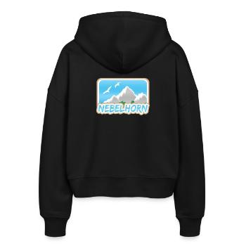 Berg Nebelhorn - Stanley/Stella Boxy Frauen Bio Zip Hoodie Ida - Schwarz - Hinten - AI Model Female 172 light (172cm)