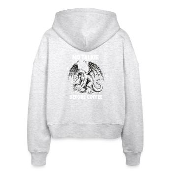 No Conversation Before Coffee Lover Dragon - Stanley/Stella Boxy Women’s Organic Zip Hoodie Ida - heather white - Back - AI Model Female 172 dark (172cm)