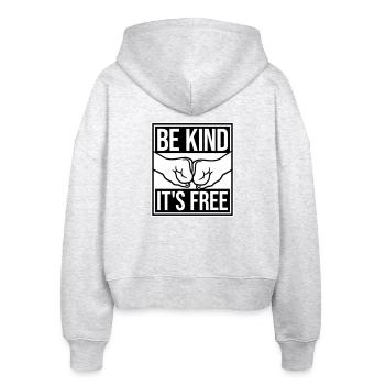 Be Kind It's Free Freundlichkeit Statement Spruch - Stanley/Stella Boxy Frauen Bio Zip Hoodie Ida - Weiß meliert - Hinten - AI Model Female 172 dark (172cm)