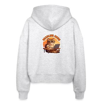 Chat im Büro im Deadline-Modus - Stanley/Stella Boxy Frauen Bio Zip Hoodie Ida - Weiß meliert - Hinten - AI Model Female 172 dark (172cm)