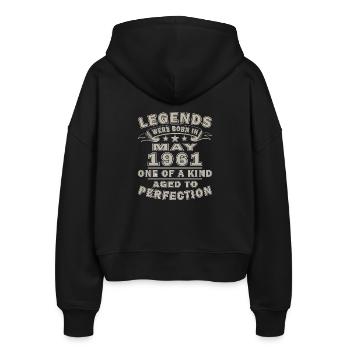 Legenden Mai 1961: Einzigartig gealtert - Stanley/Stella Boxy Frauen Bio Zip Hoodie Ida - Schwarz - Hinten - AI Model Female 172 light (172cm)