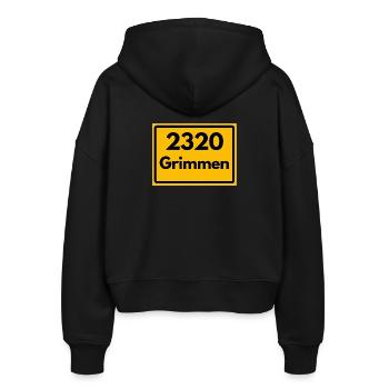 ALTE POSTLEITZAHL PLZ RETRO 2320 GRIMMEN HEIMAT - Stanley/Stella Boxy Frauen Bio Zip Hoodie Ida - Schwarz - Hinten - AI Model Female 172 light (172cm)