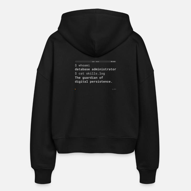 Database Administrator Terminal Design - Stanley/Stella Boxy Frauen Bio Zip Hoodie Ida - Schwarz