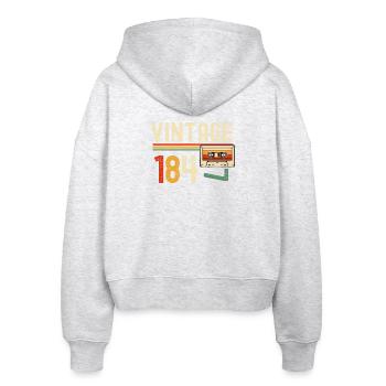 Vintage 84 Cassette Retro - Stanley/Stella Boxy Women’s Organic Zip Hoodie Ida - heather white - Back - AI Model Female 172 dark (172cm)