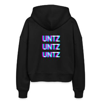 UNTZ Festival Rave Techno Design - Stanley/Stella Boxy Women’s Organic Zip Hoodie Ida - black - Back - AI Model Female 172 light (172cm)