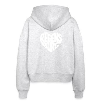 Regensburg Herzdesign - Stanley/Stella Boxy Frauen Bio Zip Hoodie Ida - Weiß meliert - Hinten - AI Model Female 172 dark (172cm)