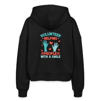 Volunteer Appreciation Helping People With Smile - Stanley/Stella Boxy Frauen Bio Zip Hoodie Ida - Schwarz - Hinten - AI Model Female 172 light (172cm)