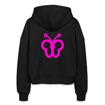 Schmetterling - Stanley/Stella Boxy Frauen Bio Zip Hoodie Ida - Schwarz - Hinten - AI Model Female 172 light (172cm)