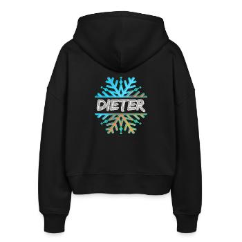 Vorname Dieter - Stanley/Stella Boxy Frauen Bio Zip Hoodie Ida - Schwarz - Hinten - AI Model Female 172 light (172cm)