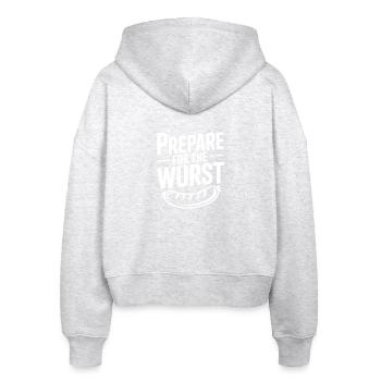 Prepare For The Wurst - Stanley/Stella Boxy Women’s Organic Zip Hoodie Ida - heather white - Back - AI Model Female 172 dark (172cm)