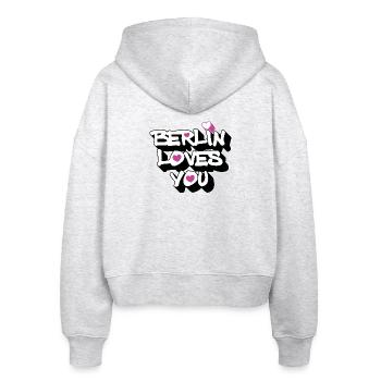 Berlin Loves You Heart 3D - Stanley/Stella Boxy Frauen Bio Zip Hoodie Ida - Weiß meliert - Hinten - AI Model Female 172 dark (172cm)
