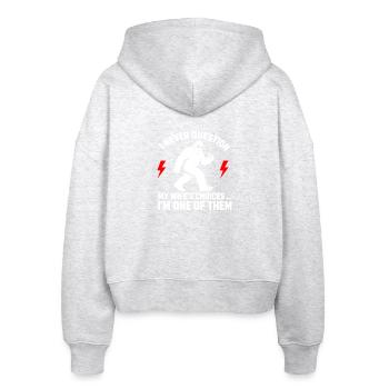 Ich hinterfrage nie die Entscheidungen meiner Frau, weil ich eine bin - Stanley/Stella Boxy Frauen Bio Zip Hoodie Ida - Weiß meliert - Hinten - AI Model Female 172 dark (172cm)