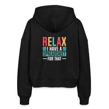 Relax: Spreadsheet Fun - Stanley/Stella Boxy Women’s Organic Zip Hoodie Ida - black - Back - AI Model Female 172 light (172cm)