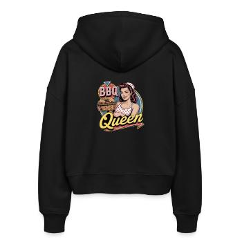 BBQ Queen Retro Grill Master Burger Party - Stanley/Stella Boxy Women’s Organic Zip Hoodie Ida - black - Back - AI Model Female 172 light (172cm)
