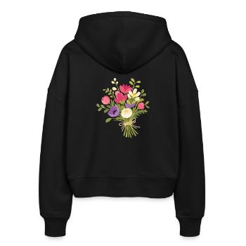 Bouquet coloré avec des fleurs printanières - Veste à capuche bio Ida Stanley/Stella Femme - noir - Dos - AI Model Female 172 light (172cm)