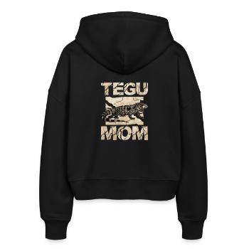 Tegu-Mama Vintage Iguana - Stanley/Stella Boxy Frauen Bio Zip Hoodie Ida - Schwarz - Hinten - AI Model Female 172 light (172cm)