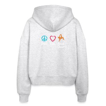 Frieden Liebe Breakdance - Stanley/Stella Boxy Frauen Bio Zip Hoodie Ida - Weiß meliert - Hinten - AI Model Female 172 dark (172cm)