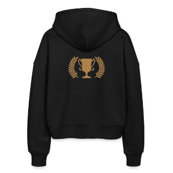 Pokal - Stanley/Stella Boxy Frauen Bio Zip Hoodie Ida - Schwarz - Hinten - AI Model Female 172 light (172cm)