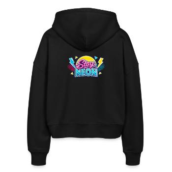 Stay Neon Retro Burst - Stanley/Stella Boxy Frauen Bio Zip Hoodie Ida - Schwarz - Hinten - AI Model Female 172 light (172cm)