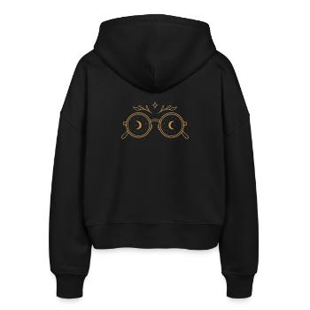 Witchy Brille mit Monden - Mittsommer Vibes - Stanley/Stella Boxy Frauen Bio Zip Hoodie Ida - Schwarz - Hinten - AI Model Female 172 light (172cm)