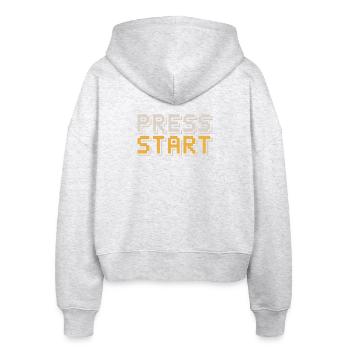 Press Start Retro Gamer Pixel Look Arcade - Stanley/Stella Boxy Women’s Organic Zip Hoodie Ida - heather white - Back - AI Model Female 172 dark (172cm)
