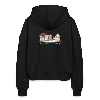 Schwäbisch Hall, Süddeutschland, Zeichnung - Stanley/Stella Boxy Frauen Bio Zip Hoodie Ida - Schwarz - Hinten - AI Model Female 172 light (172cm)
