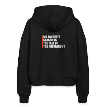 My favorite season is the fall of the patriarchy - Stanley/Stella Boxy Frauen Bio Zip Hoodie Ida - Schwarz - Hinten - AI Model Female 172 light (172cm)