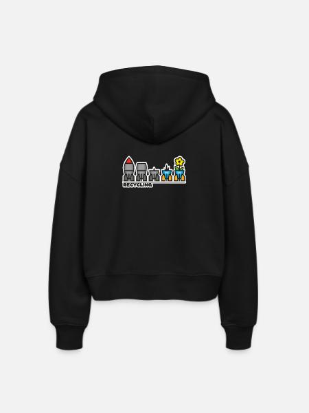 krieg frieden blume - Stanley/Stella Boxy Frauen Bio Zip Hoodie Ida - Schwarz