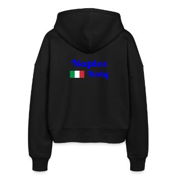 Neapel Italia - Stilvolle Drucke - Stanley/Stella Boxy Frauen Bio Zip Hoodie Ida - Schwarz - Hinten - AI Model Female 172 light (172cm)